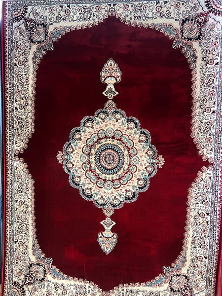 Sabah Sand & Burgundy Silk Rug