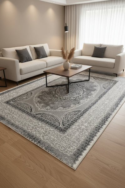 Farida Grey Bloom Classic Rug