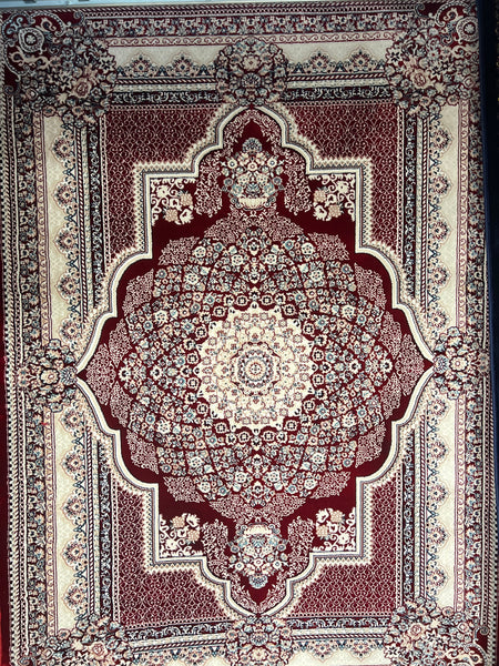 Amira Ivory & Burgundy Silk Rug