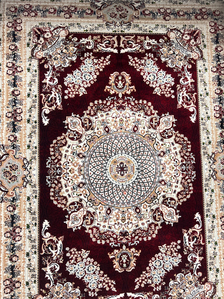 Rania Pearl & Crimson Silk Rug