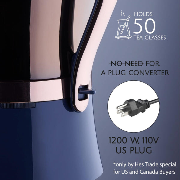 Korkmaz A843-05 Hanedan Çaykolik Electrical Samovar (Rosegold / Rosegold)